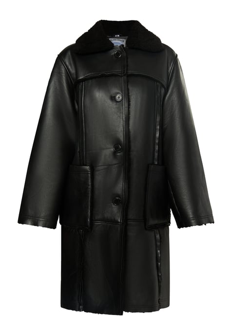 Dreimaster Mantel aus Lammnappa Damen schwarz - Image 1