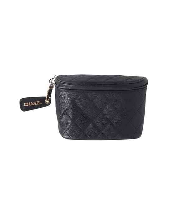 Chanel Vintage Gürteltasche aus schwarzem Kaviarleder - Image 1