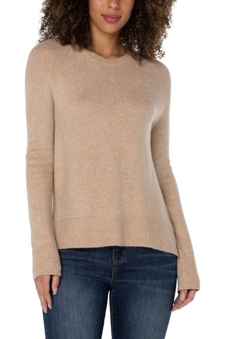 Raglan Sweater With Side Slit Oatmeal Heather