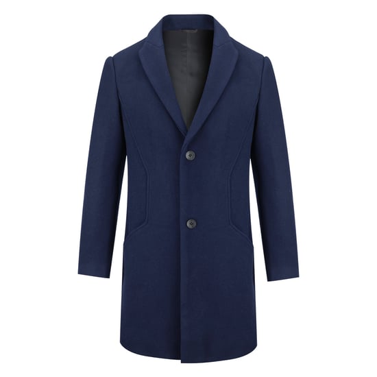 Men's Long Slim Fit Winter Warm Business Wool Coat Blue