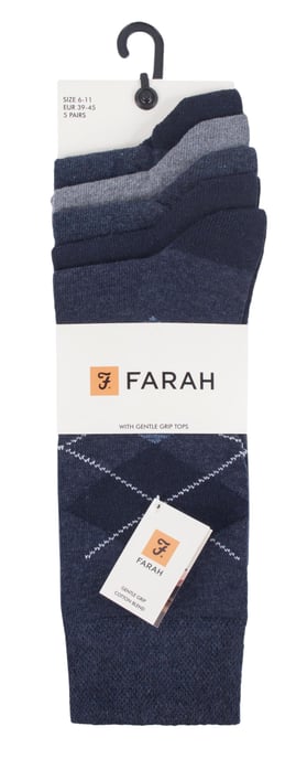 Farah - 5er-Pack dünne, atmungsaktive, klassische Argyle-Muster-Socken aus Baumwolle mit weichem Oberteil - FCS270DENTEL (Argyle) - Image 2