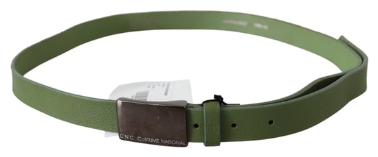 Costume National Men's Green Leather Silver Buckle Waist Belt