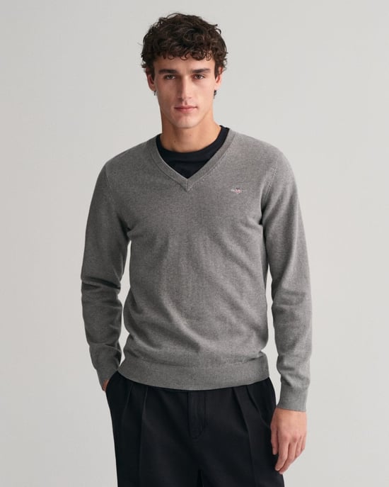 GANT Herren Pullover aus Baumwolle mit V-Ausschnitt - Image 1