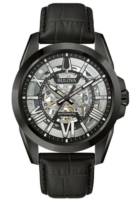 Bulova Sutton Skeleton Herren Schwarz Uhr 98A304 - Image 1