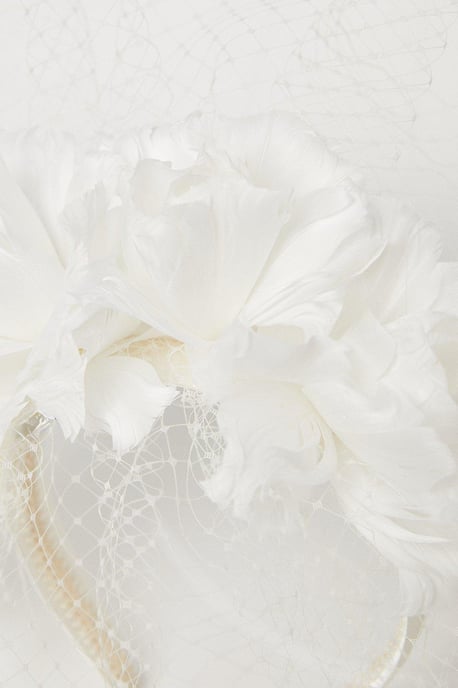 Flower And Mesh Netting Bridal Headband