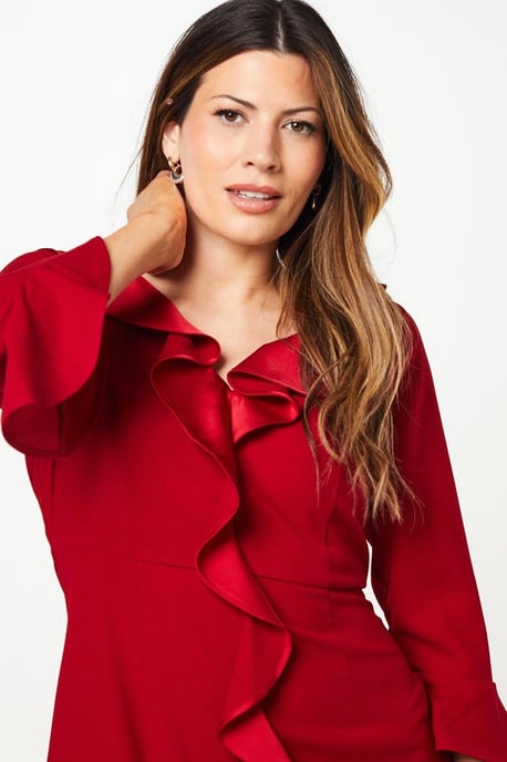 Occasion Satin Ruffle Shift Dress