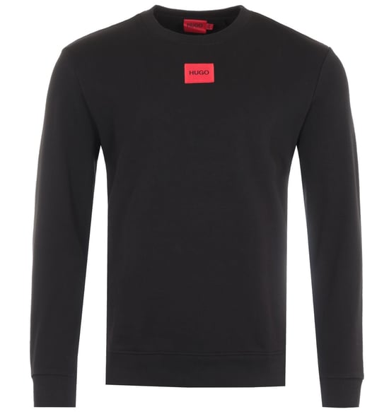 HUGO Logo Patch Sustainable Crew Neck Sweatshirt - Black - Image 1