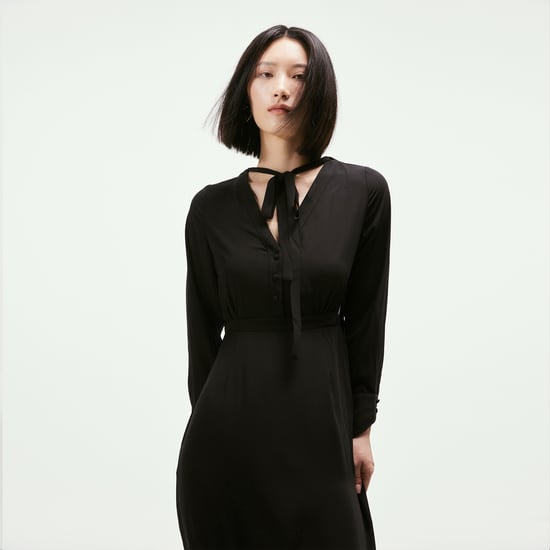 Langes Blusen-Kleid mit V-Ausschnitt - Image 5