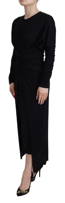 Dolce & Gabbana Schwarzes Etuikleid Midi Wollmantel Damenkleid - Image 2