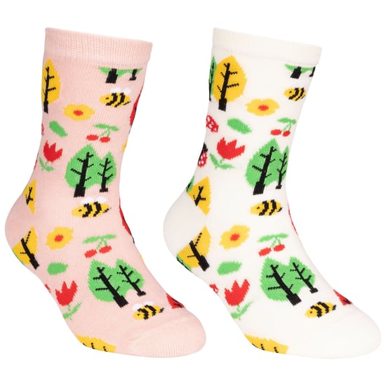 Trespass - "Garden" Socken für Kinder (2er-Pack) (Cremefarbe/Hellrosa) - Image 1
