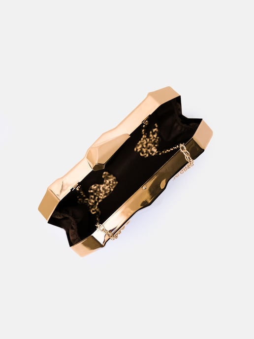 Where's That From Womens Melanie Geometric Pattern Clutch Bag In Gold