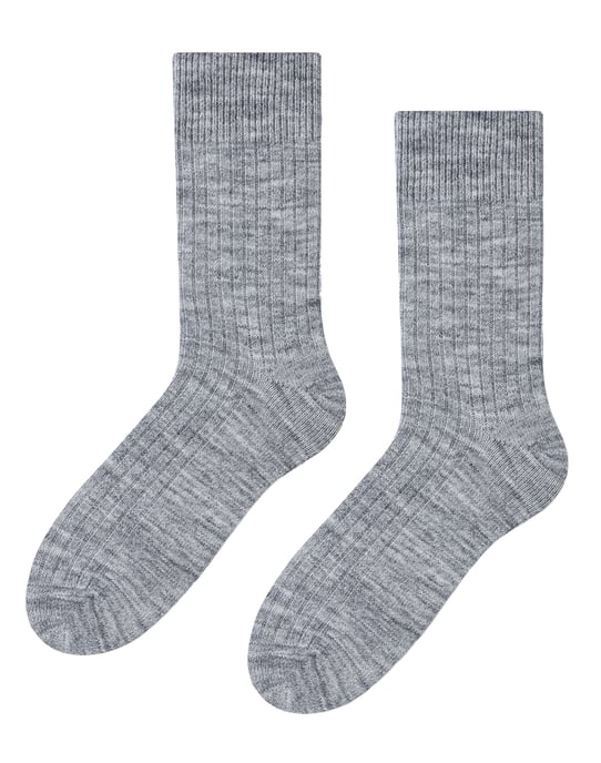 Herren Alpaka Wolle Socken für Winter | Steven | Gestrickte Crew Boot Socken - Hellgrau - Image 1