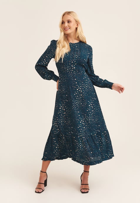 Langärmeliges Maxikleid mit Leopardenmuster - Image 2