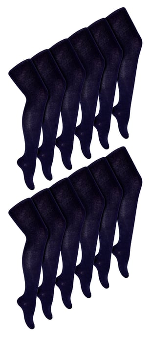 12 Paar Multipack Mädchen Schuluniform Strumpfhosen | Sock Snob | Soft & Comfy Plain Opaque Pantyhose Strumpfhosen für Kinder - Navy - Image 1