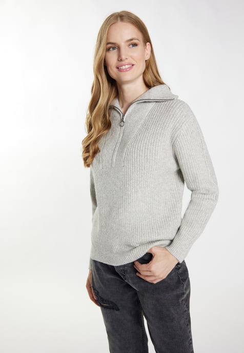 Dreimaster Strickpullover Damen grau melange - Image 3