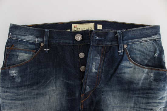 Acht Men's Blue Wash Cotton Denim Regular Fit Jeans
