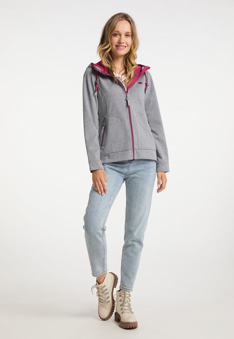 Schmuddelwedda Funktionsjacke Damen Grau Melange Dunkelrosa - Image 2