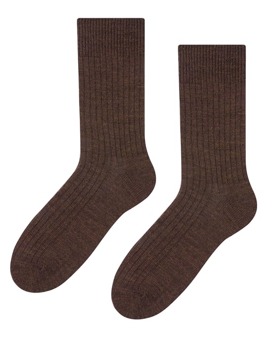Herren Alpaka Wolle Socken für Winter | Steven | Gestrickte Crew Boot Socken - Braun - Image 1