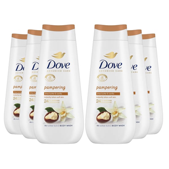 Dove Advanced Care Body Wash Pampering 24Hrs Renewing Micromoisture 225ml, 6pk
