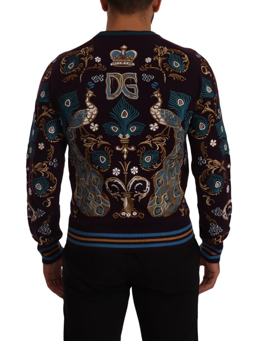 Dolce & Gabbana Herren Bordeaux Cashmere DG Krone bestickter Pullover - Image 3
