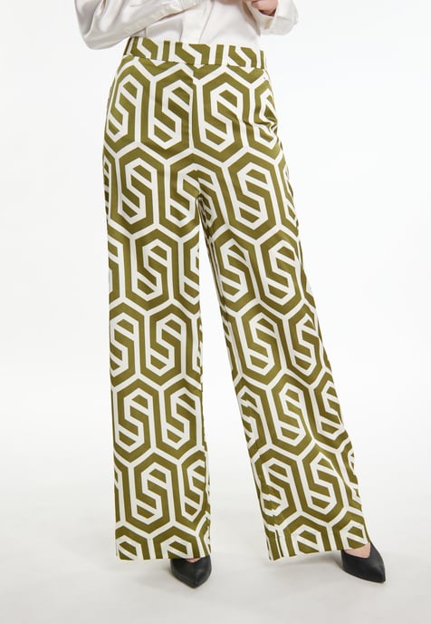Dreimaster Stoffhose Damen Wollweiss Oliv - Image 3