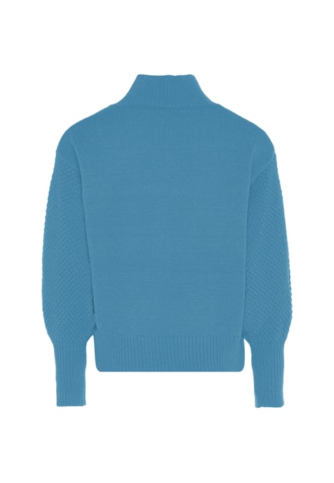 Mymo Pullover mit Blumenstick Damen türkis - Image 2