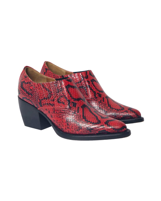 Chloé Rylee Schlangenleder-Ankle Boots aus rotem Leder - Image 3