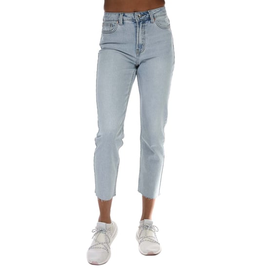 Women's Only Emily High Waist Straight Raw Jeans in Light Blue