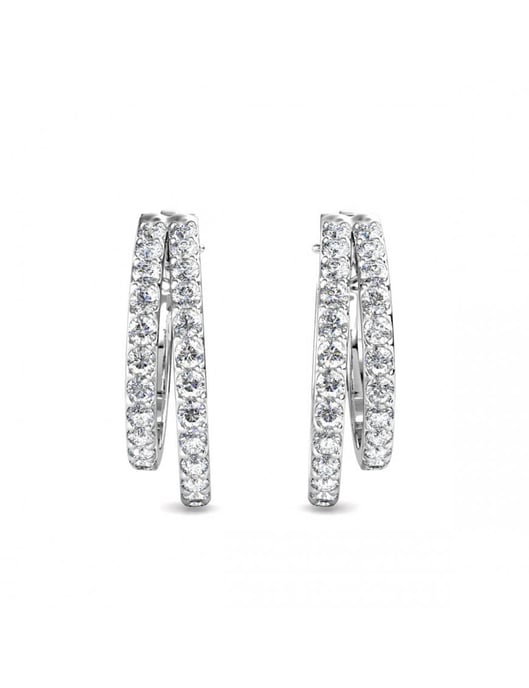 Duo-Ring-Ohrringe - Silber und Kristall - Image 3