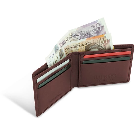 BARNEYS ORIGINALS Real Leather Bi Fold RFID Wallet in Brown