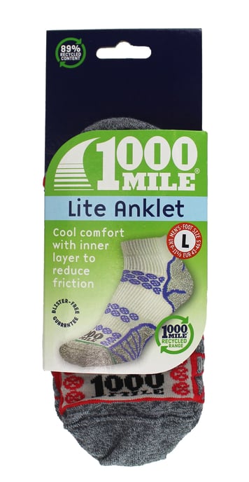 1000 Mile - Herren Lite Knöchelsocken mit doppelter Schicht für das Laufen - Silber / Rot - Image 2