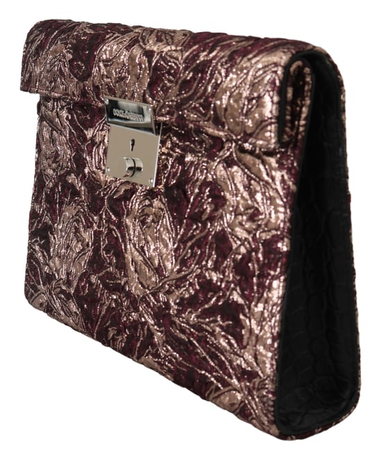 Dolce & Gabbana Bordeaux Jacquard Leather Mens Document Briefcase Bag