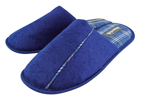 Slipper Snob - Mens Indoor Slip On Mule Hausschuhe | Plain Top Checked Sole | Memory Foam - Navy - Image 2