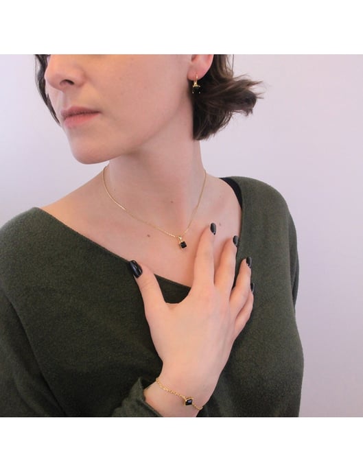 Parure et Coffret Simple Square - Doré et Noir - Image 3