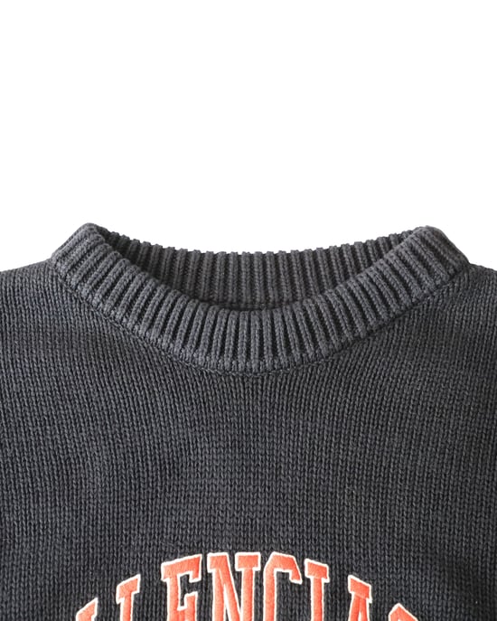 Balenciaga Übergroßer Bestickter College-Logo-Crewneck aus Baumwolle in Navy Blau - Image 3