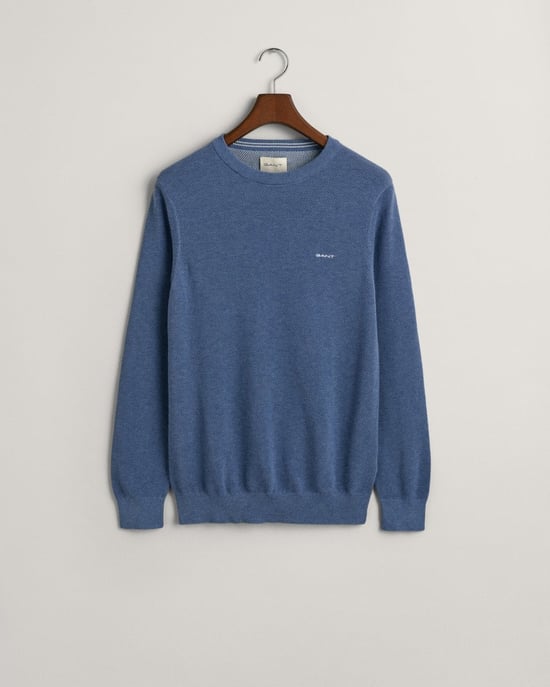 GANT Herren-Pullover aus Baumwoll-Piqué mit Rundhalsausschnitt - Image 1