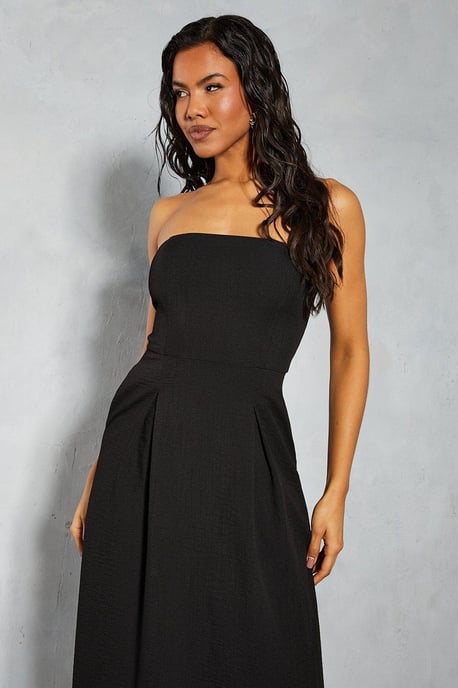 Linen Look Bandeau Maxi Dress