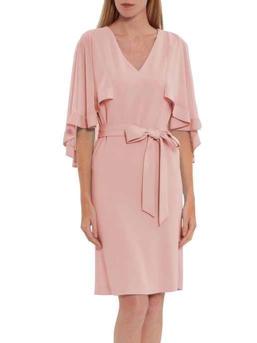 Chestina Moss Crepe Dress With Cape