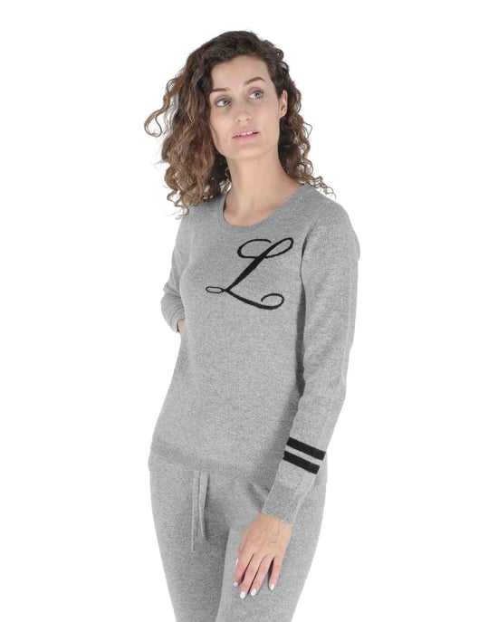 Crown Of Edinburgh Cashmere Crew Neck Sweater Stockbridge Grey L