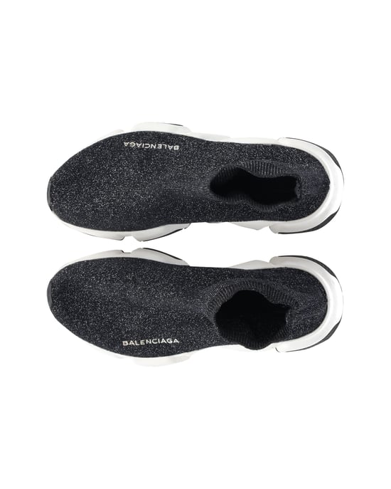 Balenciaga Glitzernde Speed Trainer aus schwarzem und silbernem Polyester - Image 5