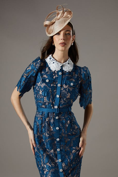 Lace Shirt Dress Contrast Colour