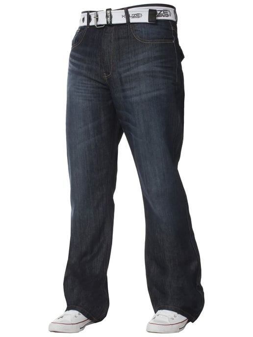 Kruze Herren Bootcut Denim Jeans - Image 1