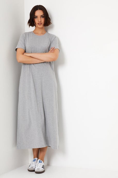 Plain Trapeze Midi T-shirt Dress