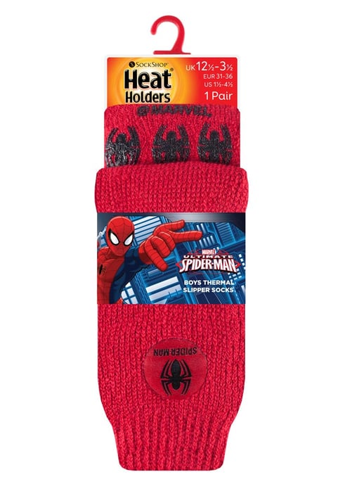 Wärmehalter - Kindercharakter rutschfeste 2.3 TOG Winter warme thermische Hausschuhsocken mit Greifern - Spiderman - Image 2