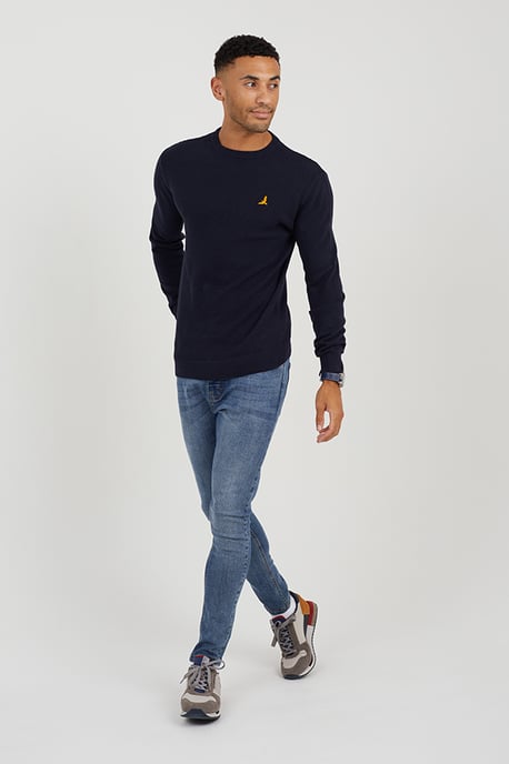 Midnight 'Heist' Crew Neck Waffle Knit Jumper