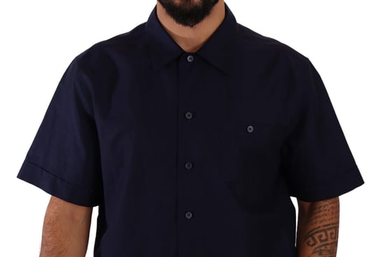 Dolce & Gabbana Herren Navy-Blau Kurzarmhemd mit Knopfleiste - Image 4