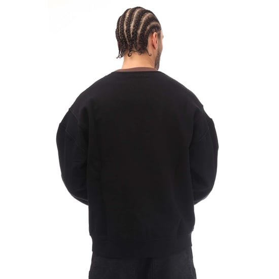 VARSITY Sweatshirt mit Rundhalsausschnitt aus Fleece-Baumwolle in Braun, Schwarz - Image 2