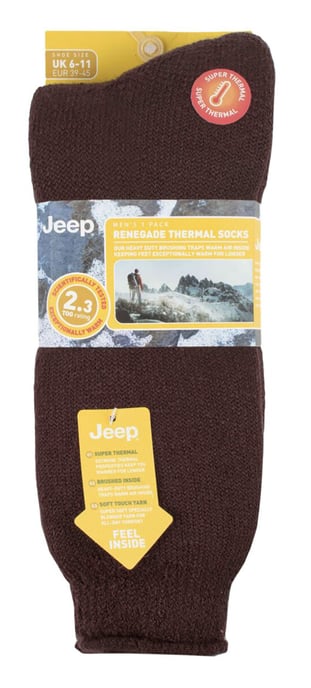 Mens Thermal Boot Socken für Winter | Jeep | Warm Heavy Duty Socken | Ideal für Wandern - Braun - Image 2
