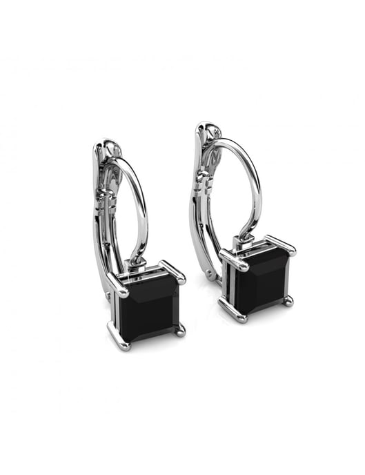Quadratische Ohrringe - Silber und Schwarz - Image 5