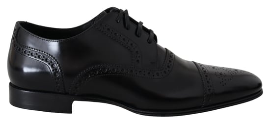 Dolce & Gabbana Black Leather Men's Derby Formal Loafers Shoes